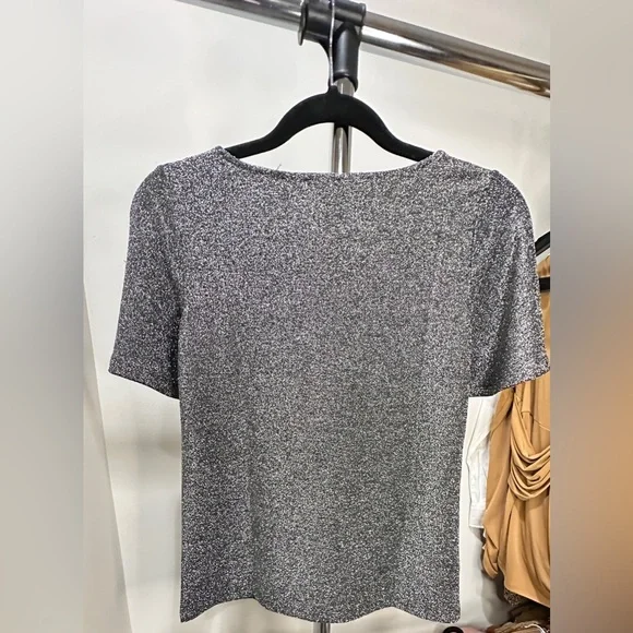 Ann Taylor Gray Shimmer Blouse with Rounded Neckline - Picture 5 of 5